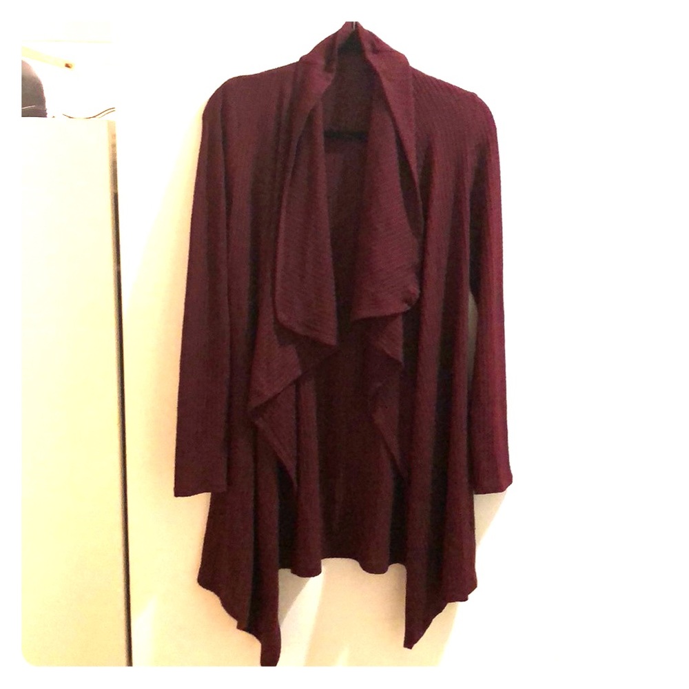 Burgundy waffle knit cardigan